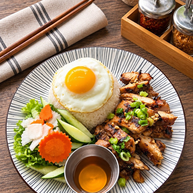 Grilled Chicken & Fried Egg.