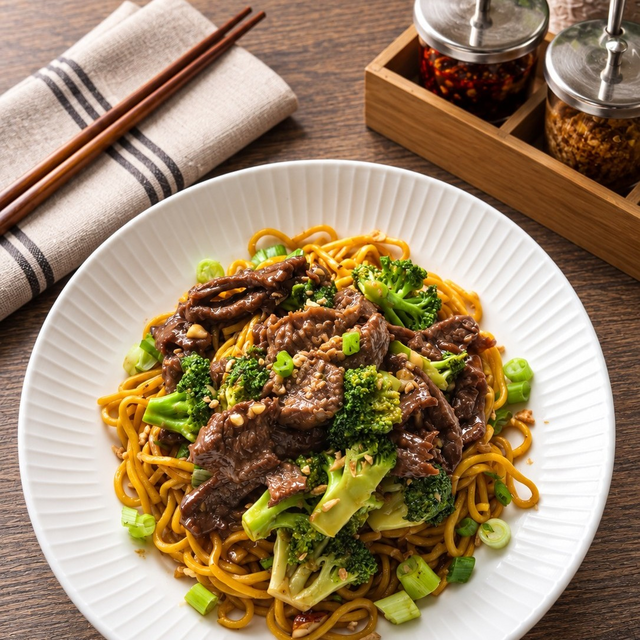 Garlic Noodles Beef & Broccoli.