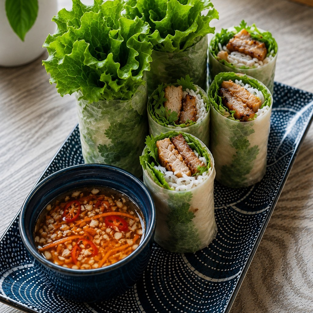 Lemongrass Pork Noodle Rolls.
