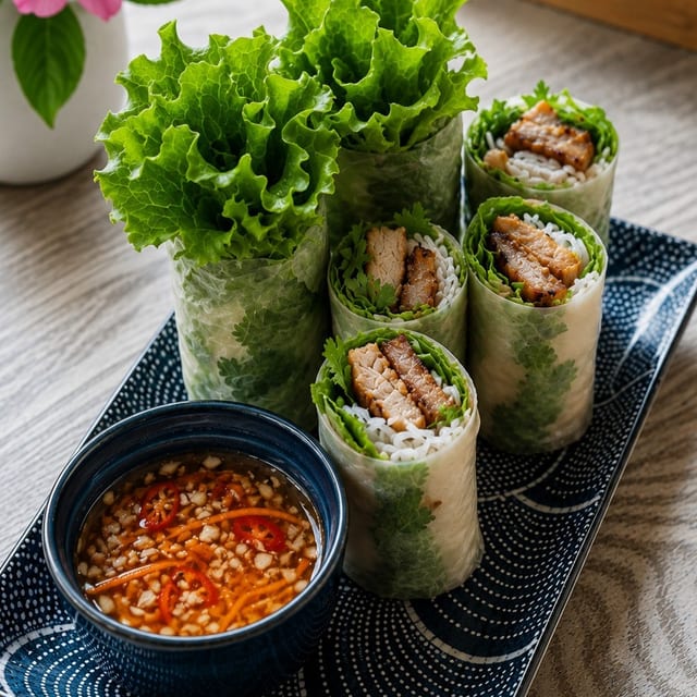 Lemongrass Pork Noodle Rolls.