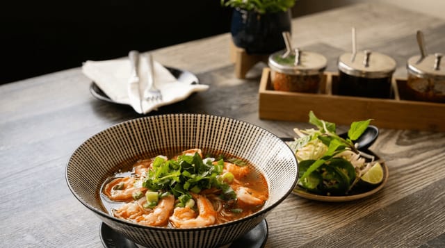 Spicy Lemongrass Prawn Noodle Soup.