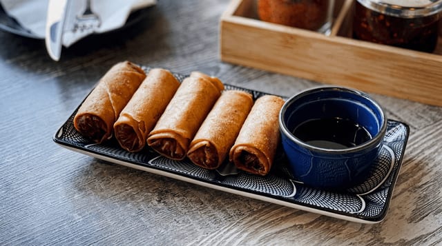 Shrimp & Pork Crispy Rolls.
